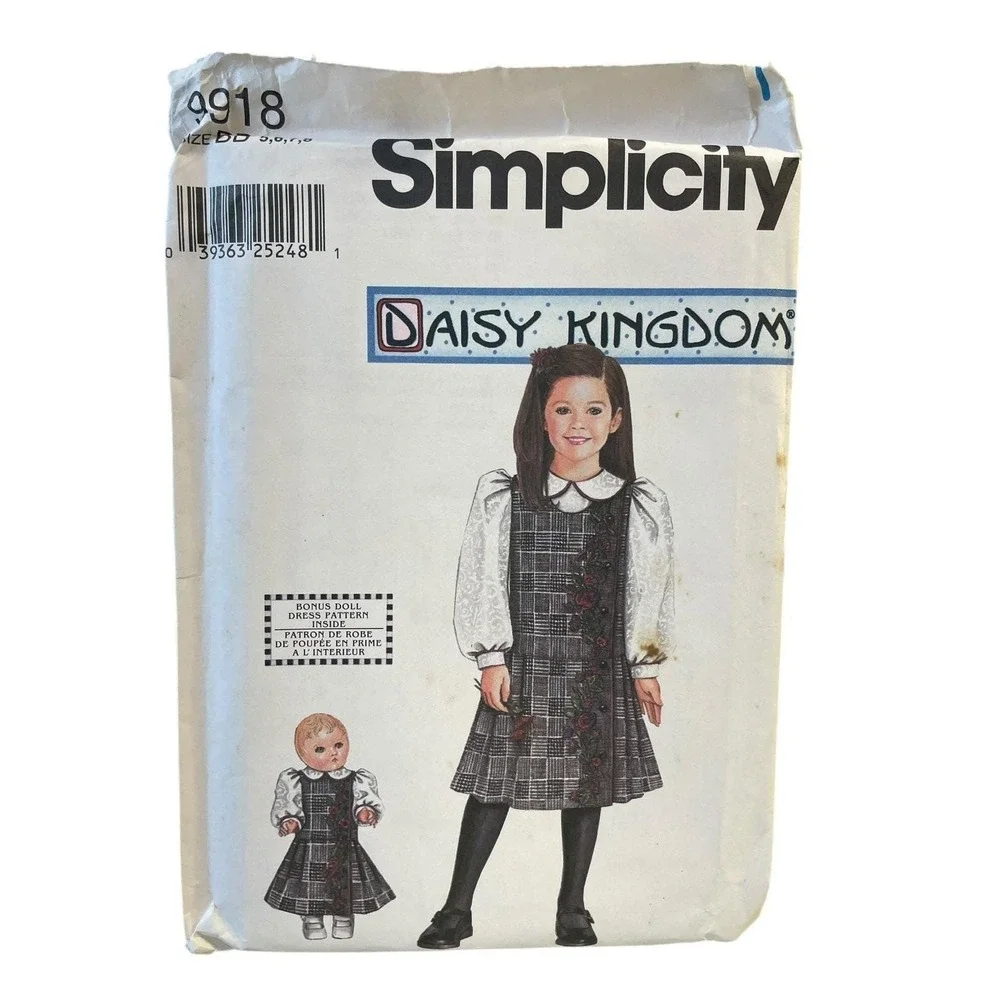 Simplicity 9918 Child Jumper Blouse‎ Doll Dress Size 5 6 7 8 Vintage